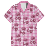 Pink Palaka Hawaii Family Matching Short Sleeve Bodycon Dress and Hawaiian Shirt Hawaiian Lehua Blossoms LT05 Dad's Shirt - Short Sleeve Pink - Polynesian Pride