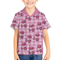 Pink Palaka Hawaii Hawaiian Shirt Hawaiian Lehua Blossoms