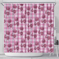 Pink Palaka Hawaii Shower Curtain Hawaiian Lehua Blossoms