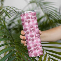 Pink Palaka Hawaii Skinny Tumbler Hawaiian Lehua Blossoms LT05 - Polynesian Pride