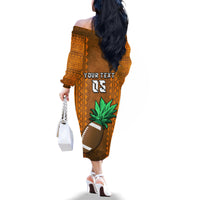 Custom Hawaii Honolulu Football Bowl Family Matching Off Shoulder Long Sleeve Dress and Hawaiian Shirt Simple Style LT05 - Polynesian Pride
