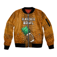 Custom Hawaii Honolulu Football Bowl Sleeve Zip Bomber Jacket Simple Style LT05 Unisex Brown - Polynesian Pride