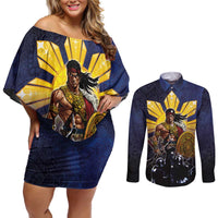 Philippines The First Hero Couples Matching Off Shoulder Short Dress and Long Sleeve Button Shirt Lapu Lapu Know Your Roots