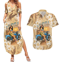 Aloha Hawaii Biker Couples Matching Summer Maxi Dress and Hawaiian Shirt Ride To Paradise LT05 Beige - Polynesian Pride