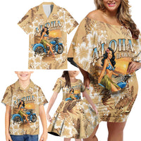 Aloha Hawaii Biker Family Matching Off Shoulder Short Dress and Hawaiian Shirt Ride To Paradise LT05 - Polynesian Pride