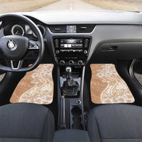 Polynesian Women's Day Car Mats Brown Hibiscus Flowers With Polynesian Pattern LT05 Set 2pcs - Front Brown - Polynesian Pride