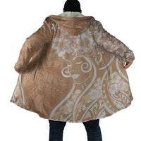 Polynesian Women's Day Cloak Brown Hibiscus Flowers With Polynesian Pattern