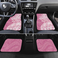 Polynesian Women's Day Car Mats Pink Hibiscus Flowers With Polynesian Pattern