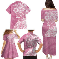 Polynesian Women's Day Family Matching Puletasi and Hawaiian Shirt Pink Hibiscus Flowers With Polynesian Pattern LT05 - Polynesian Pride