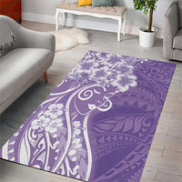 Polynesian Women's Day Area Rug Purple Hibiscus Flowers With Polynesian Pattern LT05 - Polynesian Pride