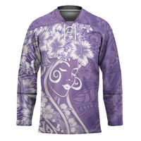 Polynesian Women's Day Hockey Jersey Purple Hibiscus Flowers With Polynesian Pattern LT05 Unisex Purple - Polynesian Pride