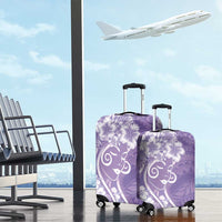 Polynesian Women's Day Luggage Cover Purple Hibiscus Flowers With Polynesian Pattern