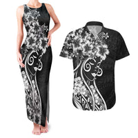 Polynesian Women's Day Couples Matching Tank Maxi Dress and Hawaiian Shirt Black Hibiscus Flowers With Polynesian Pattern LT05 Black - Polynesian Pride