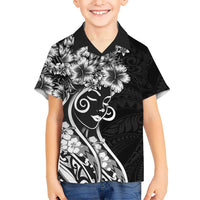 Polynesian Women's Day Family Matching Puletasi and Hawaiian Shirt Black Hibiscus Flowers With Polynesian Pattern LT05 Son's Shirt Black - Polynesian Pride