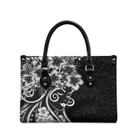 Polynesian Women's Day Leather Bag Black Hibiscus Flowers With Polynesian Pattern LT05 - Polynesian Pride