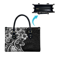 Polynesian Women's Day Leather Bag Black Hibiscus Flowers With Polynesian Pattern LT05 - Polynesian Pride