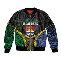 Personalised South Sea Islanders And Gilbert Islands Sleeve Zip Bomber Jacket Kanakas Polynesian Pattern