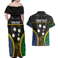 Personalised South Sea Islanders And New Caledonia Couples Matching Off Shoulder Maxi Dress and Hawaiian Shirt Kanakas Polynesian Pattern LT05 - Polynesian Pride
