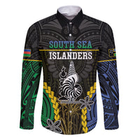 Personalised South Sea Islanders And New Caledonia Family Matching Off Shoulder Maxi Dress and Hawaiian Shirt Kanakas Polynesian Pattern