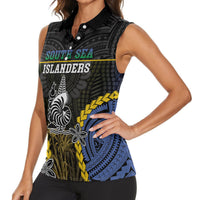 Personalised South Sea Islanders And New Caledonia Women Sleeveless Polo Shirt Kanakas Polynesian Pattern LT05 - Polynesian Pride