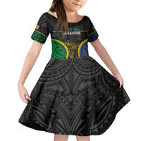 Personalised South Sea Islanders And New Ireland Family Matching Long Sleeve Bodycon Dress and Hawaiian Shirt Kanakas Polynesian Pattern LT05 Daughter's Dress Black - Polynesian Pride