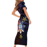 Philippines Guam Short Sleeve Bodycon Dress Filipino Sun With Guaman Seal LT05 - Polynesian Pride