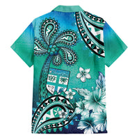 Fiji Born Indian Family Matching Off The Shoulder Long Sleeve Dress and Hawaiian Shirt Palm Paisley With Tapa Pattern
