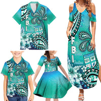 Fiji Born Indian Family Matching Summer Maxi Dress and Hawaiian Shirt Palm Paisley With Tapa Pattern