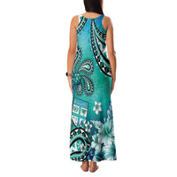Fiji Born Indian Family Matching Tank Maxi Dress and Hawaiian Shirt Palm Paisley With Tapa Pattern