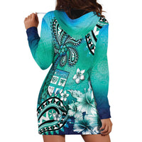 Fiji Born Indian Hoodie Dress Palm Paisley With Tapa Pattern