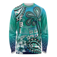 Fiji Born Indian Long Sleeve Shirt Palm Paisley With Tapa Pattern