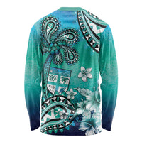 Fiji Born Indian Long Sleeve Shirt Palm Paisley With Tapa Pattern
