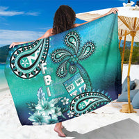 Fiji Born Indian Sarong Palm Paisley With Tapa Pattern LT05 One Size 44 x 66 inches Aqua - Polynesian Pride