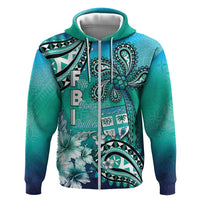 Fiji Born Indian Zip Hoodie Palm Paisley With Tapa Pattern