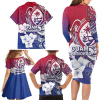 Guam Gadao Family Matching Long Sleeve Bodycon Dress and Hawaiian Shirt Hafa Adai Micronesian Tribal Pattern