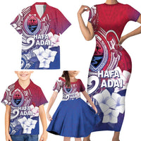 Guam Gadao Family Matching Short Sleeve Bodycon Dress and Hawaiian Shirt Hafa Adai Micronesian Tribal Pattern