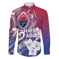 Guam Gadao Family Matching Tank Maxi Dress and Hawaiian Shirt Hafa Adai Micronesian Tribal Pattern LT05 Dad's Shirt - Long Sleeve Red - Polynesian Pride