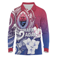 Guam Gadao Long Sleeve Polo Shirt Hafa Adai Micronesian Tribal Pattern