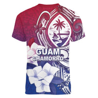 Guam Gadao Women V-Neck T-Shirt Hafa Adai Micronesian Tribal Pattern