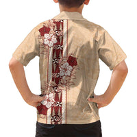 Tonga Language Week Family Matching Off Shoulder Maxi Dress and Hawaiian Shirt Hibiscus Tongan Ngatu Pattern LT05 - Polynesian Pride