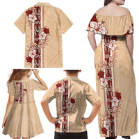 Tonga Language Week Family Matching Off Shoulder Maxi Dress and Hawaiian Shirt Hibiscus Tongan Ngatu Pattern LT05 - Polynesian Pride