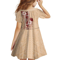 Tonga Language Week Family Matching Off Shoulder Short Dress and Hawaiian Shirt Hibiscus Tongan Ngatu Pattern LT05 - Polynesian Pride