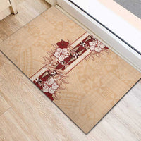 Tonga Language Week Rubber Doormat Hibiscus Tongan Ngatu Pattern