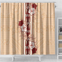 Tonga Language Week Shower Curtain Hibiscus Tongan Ngatu Pattern