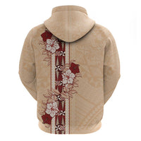 Tonga Language Week Zip Hoodie Hibiscus Tongan Ngatu Pattern