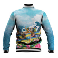 Hawaii Outrigger Canoe Race Baseball Jacket Polynesian Style Watercolor Style LT05 - Polynesian Pride