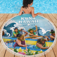 Hawaii Outrigger Canoe Race Beach Blanket Polynesian Style Watercolor Style