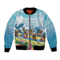 Hawaii Outrigger Canoe Race Bomber Jacket Polynesian Style Watercolor Style