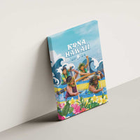 Hawaii Outrigger Canoe Race Canvas Wall Art Polynesian Style Watercolor Style