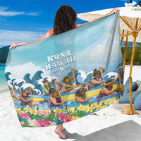 Hawaii Outrigger Canoe Race Sarong Polynesian Style Watercolor Style